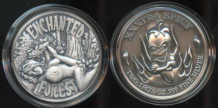 XS-8 Extra Spicy Enchanted Forest 2 oz High Relief fine silver round