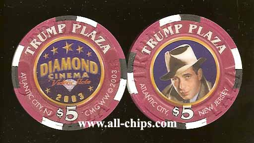 TPP-5aa $5 Trump Plaza  Humphrey Bogart 