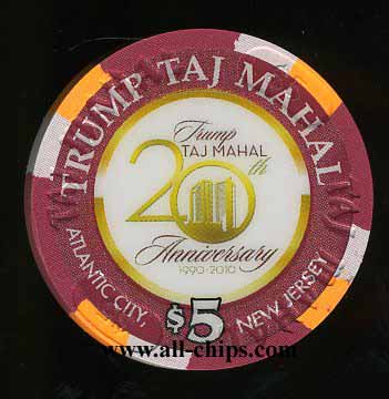 TAJ-5ag $5 Taj Mahal 20th Anniversary