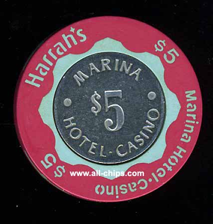 HAR-5a $5 Harrahs Marina 1st issue Re-issue