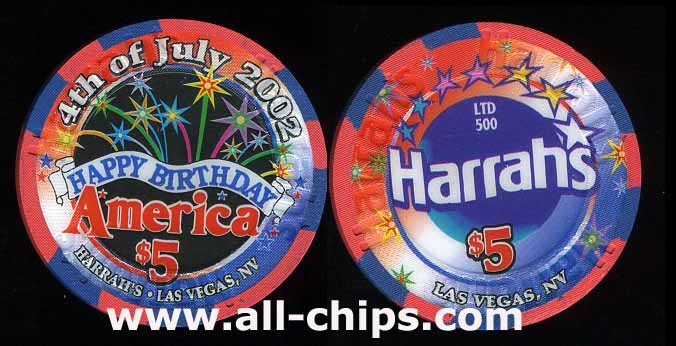 $5 Harrahs 4th of July 2002