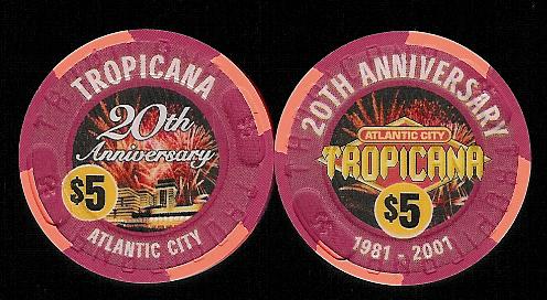 TRO-5z $5 Tropicana 20th Anniversary 2001