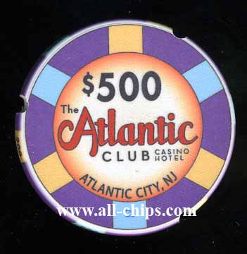ACH-500 $500 Atlantic Club Chipco Notched Sample