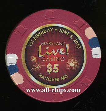 $5 Maryland Live 1st Birthday June 6th 2013