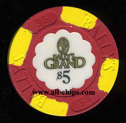 BAG-5 $5 Ballys Grand 1st issue AU+
