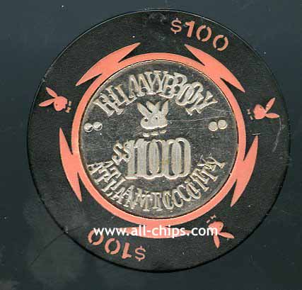 PLA-100bB $100 Playboy Double Stamped Error Dig Chip