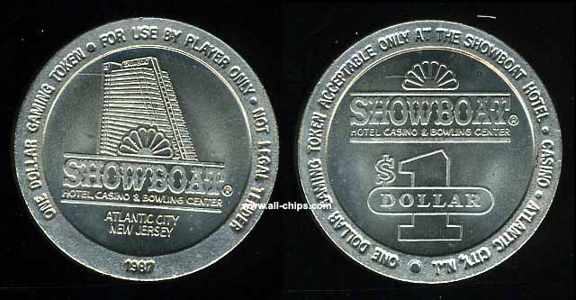 T SHO-1 $1 Showboat Slot Token 1987 w/ name
