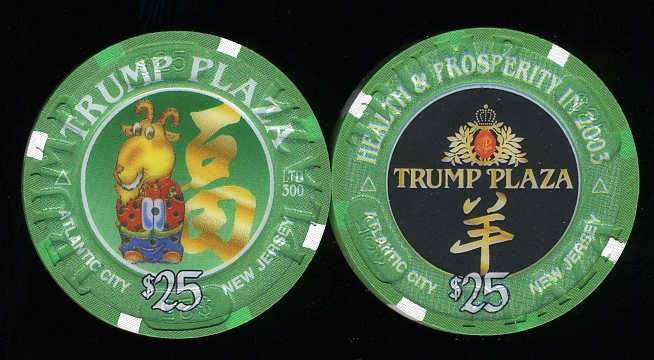 TPP-25f Trump Plaza $25 Health & Prospertity in 2003 (Goat)LTD 300 UNC
