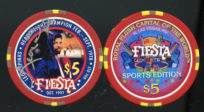 $5 Fiesta Autographed Leon Spinks Sports Edition Boxing