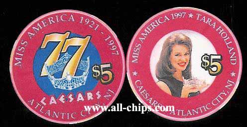 CAE-5v $5 1997 Ceasars Miss America Tara Holland Caesars 