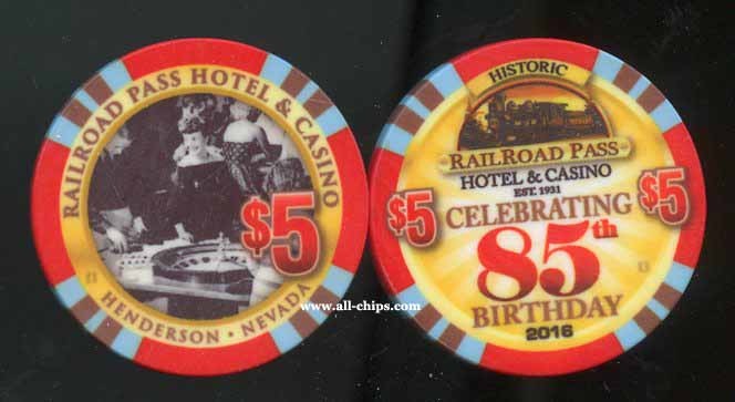 $5 Railroad Pass 85th Birthday 2016 Chip 4 of 5 Roulette