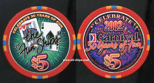 $5 Carnival Cruise 30 years of Fun 2002 variety 2