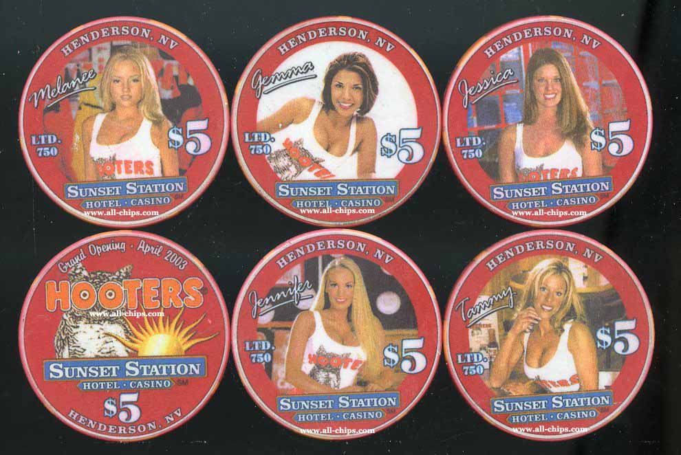 $5 Sunset Station Hooters 5 Chip Grand Opening Set
