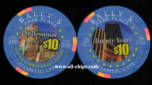BPP-10c $10 Ballys Park Place Millienniun 20 Year Anniversary