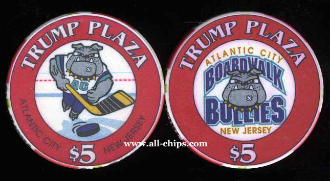 TPP-5n CC Trump Plaza $5 Boardwalk Bullies Hockey