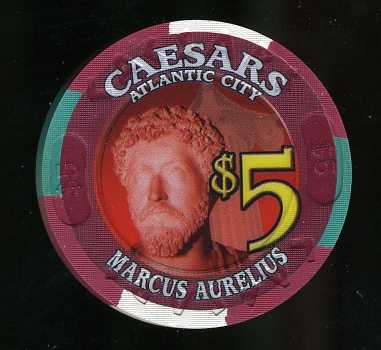 CAE-5c Caesaer $5 Marcus Aurelius House Chip UNC 