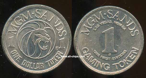 $1 MGM-Sands Slot Token 1988 First Edition