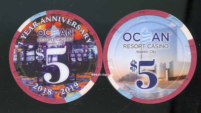 OCR-5a $5 Ocean Resort Casino 1st Anniversary 2019
