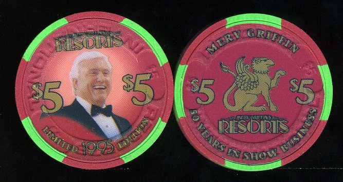 RES-5e $5 Resorts Merv Griffin 1995 50 Years is Show Business