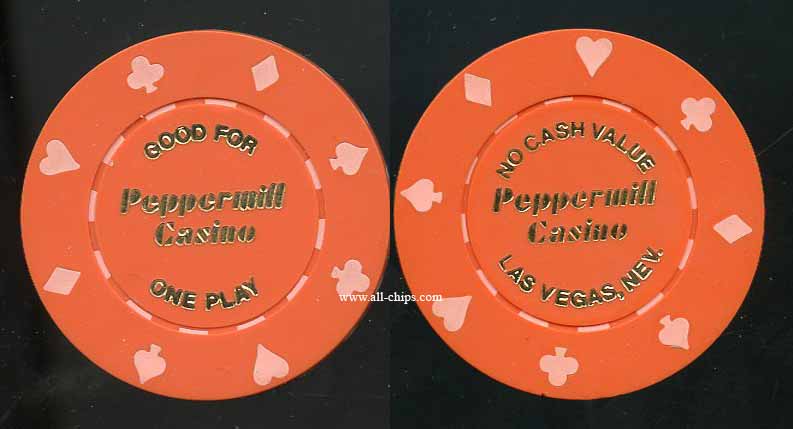 Peppermill Orange Good for One Play NCV Las Vegas 1980s