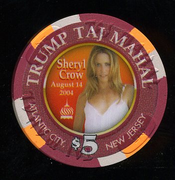 TAJ-5v $5 Trump Taj Mahal Sheryl Crow Aug 14th 2004