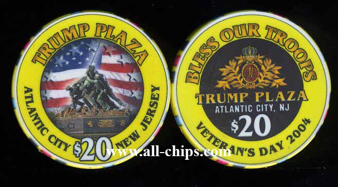 TPP-20g CC Trump Plaza $20 Veterans Day Bless our Troops