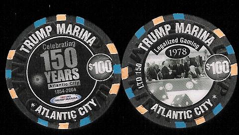 MAR-100f $100 Trump Marina 150th Annaversary chip Very Limited Only(150)