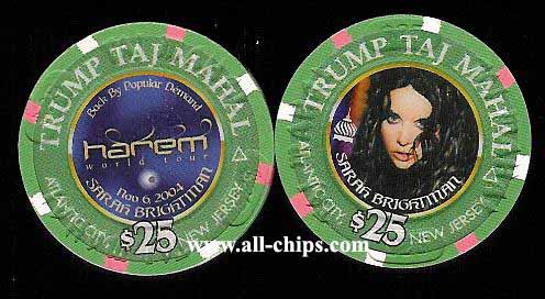 TAJ-25g $25 Trump Taj Mahal Sarah Brightman Very tough chip to get  Only 100 made