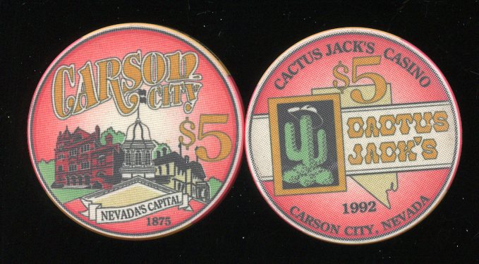 $5 Cactus Jacks 1992 Nevadas Capitol 1875