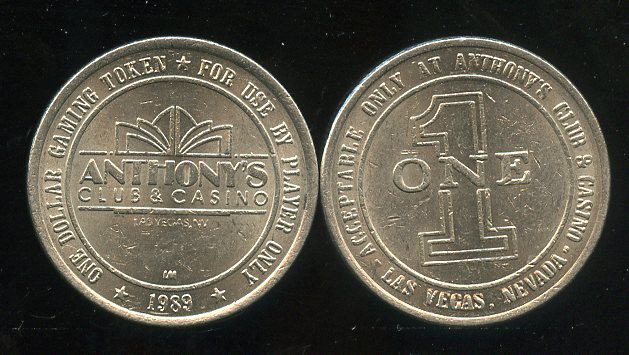 $1 Anthonys Club & Casino 1989 Slot Token