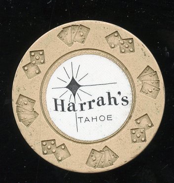 Harrahs Lake Tahoe Roulette White Black Star 1980