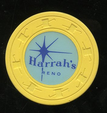 Harrahs Reno Roulette Yellow Blue 1970s