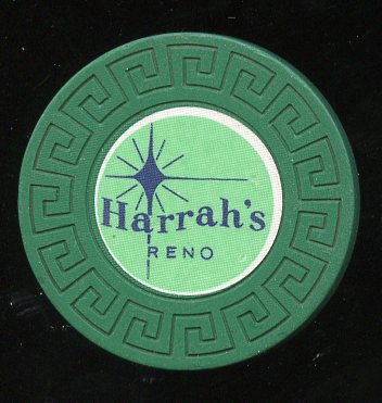 Harrahs Reno Roulette Green Blue Star 1960s