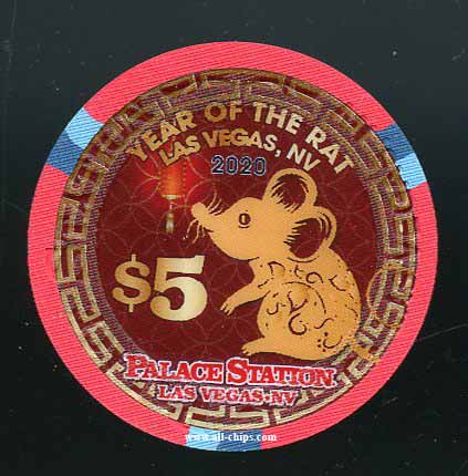 $5 Palace Station Chinese New Year of the Rat 2020 #1 of 2 Dark Mouse
