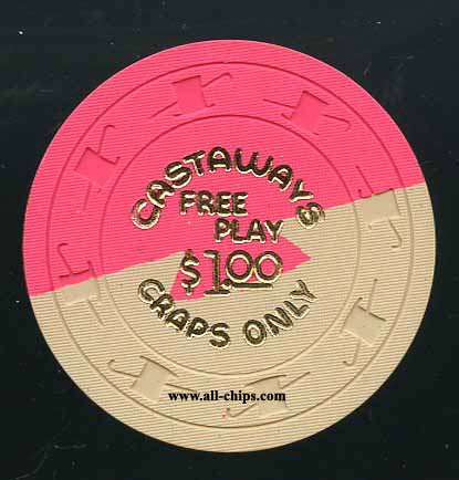 $1 Castaways Free Play 1st issue 1963 Craps Only Pink Dove Tail UNC
