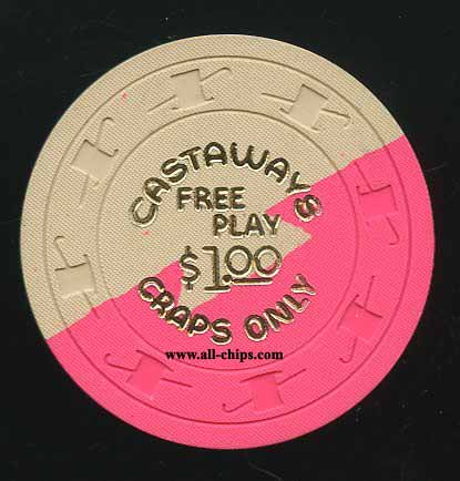 $1 Castaways Free Play 1st issue 1963 Craps Only Cream Dove Tail UNC