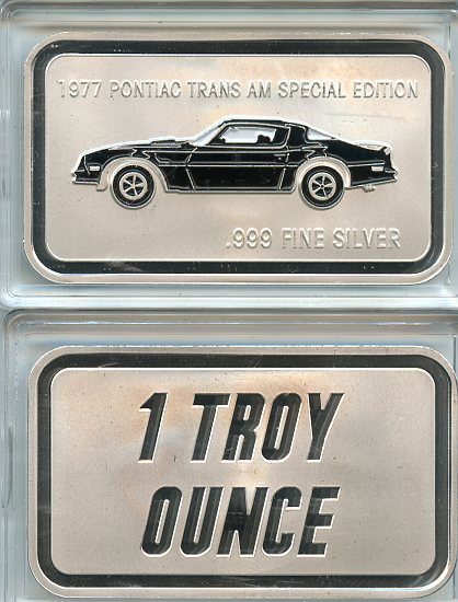 1977 Pontiac Trans Am Special Black .999 Fine Silver