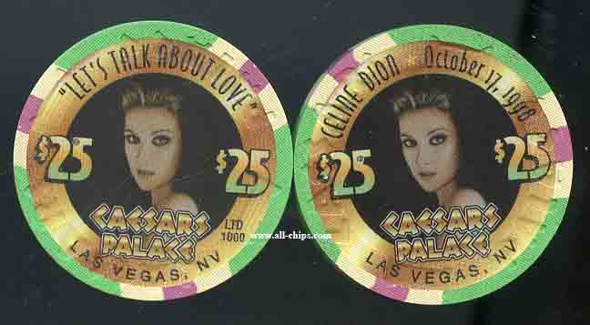 $25 Caesars Palace Celine Dion OCT. 17 1998