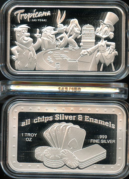 Gambling Scrooge Tropicana 1 OZ .999 Fine silver Bar #15/160