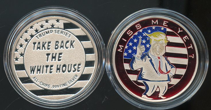 1 OZ Trump Series Take Back the White House. Miss Me Yet? Half Enamel .999 Fine Silver Proof 