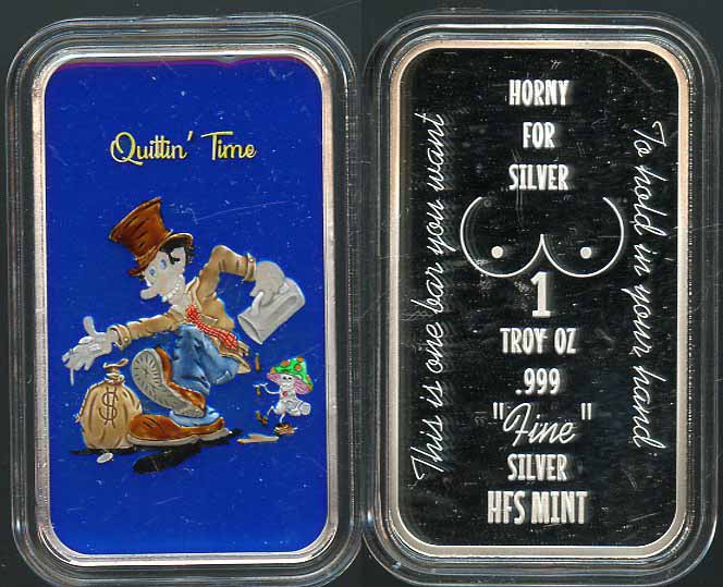 Quittin' Time HFS #24/50 Enameled 1 of 2 .999 fine silver