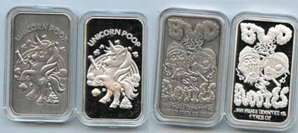 Bud Buddies UNICORN POOP, Matching #18 2 bar SET,  2- 1 troy oz. .999 Fine Silver