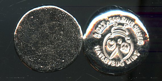 1 OZ. Hayleybug Logo Button .999 fine Silver