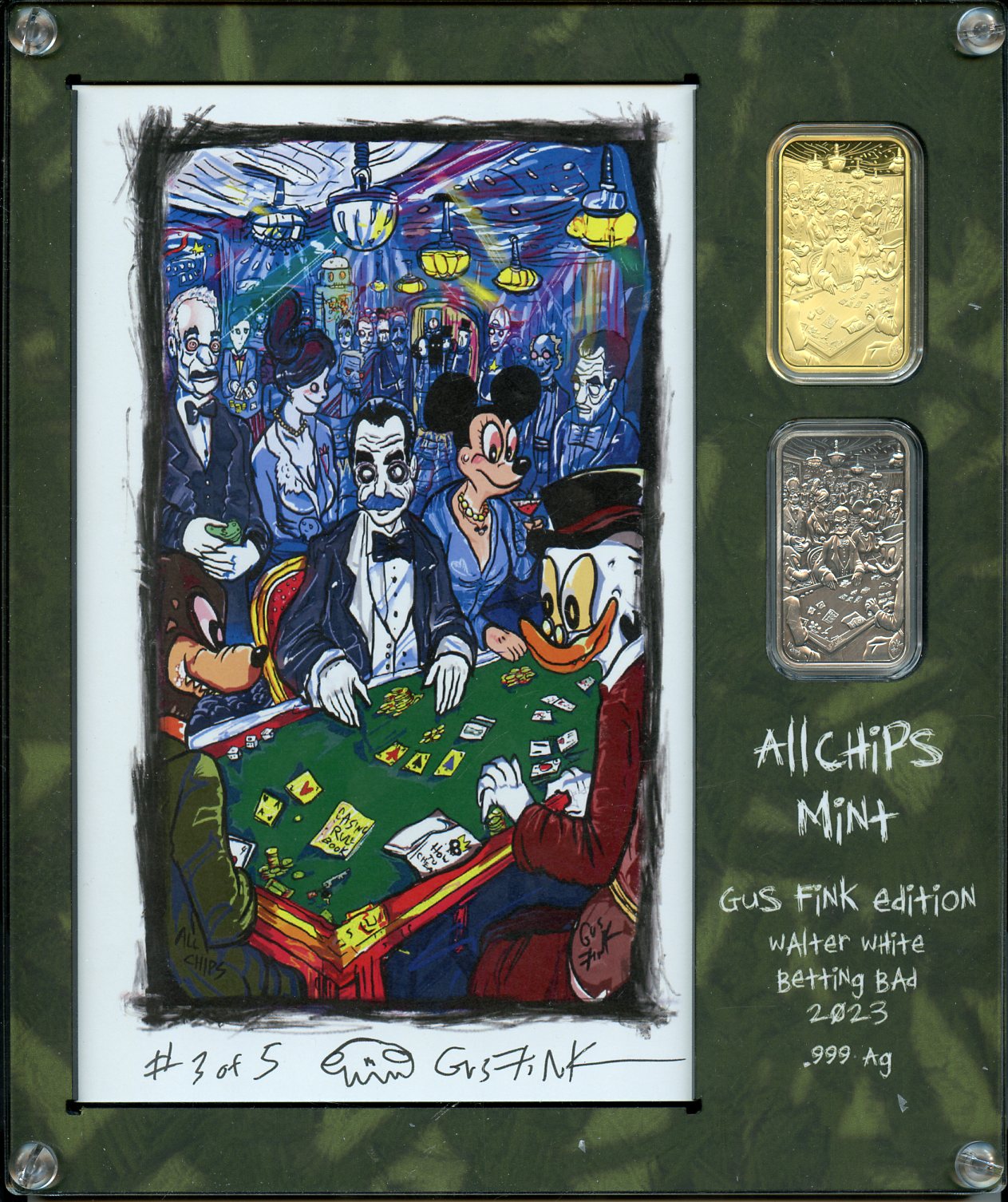 Walter White Betting Bad This is a Rare Limited to only 5 SPECIAL SETs Gus Fink Drawing and Both Bar