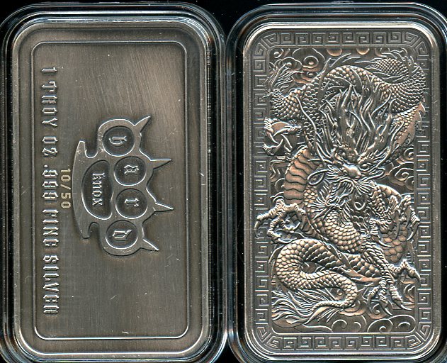 1 OZ Dragon Hard Knox Metals .999 Fine silver Bar 1st of 3