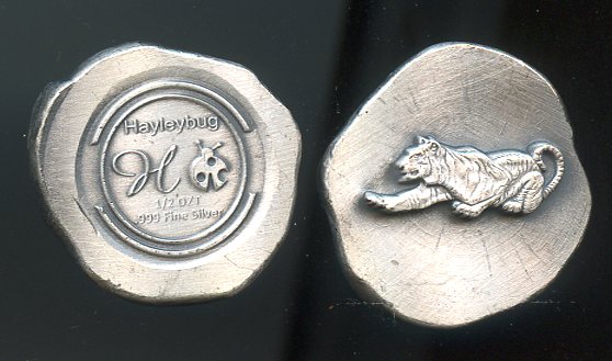 1/2 OZ Hayleybug The Tiger .999 Fine silver Round