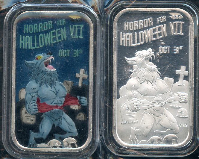 1 OZ CMG Horror for Halloween VII Set of 2 .999 Fine Silver Bar