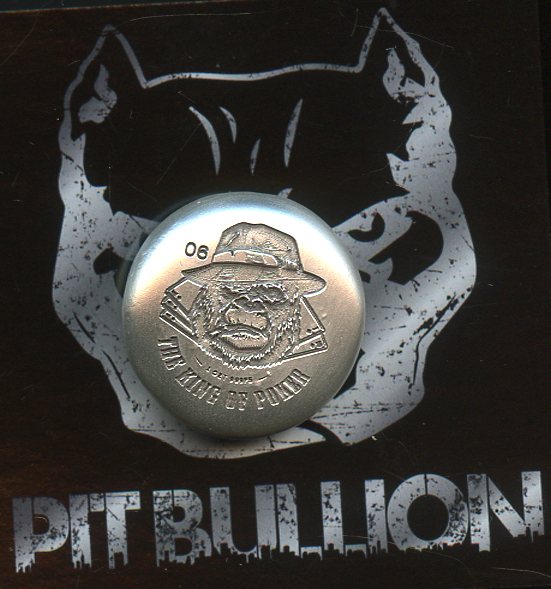 1 oz. Pit Bullion King of Poker .999 Fine Silver Button
