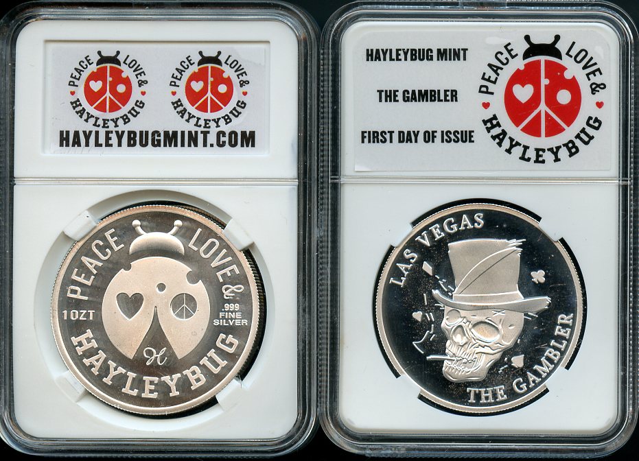 1 OZ Hayleybug The Gambler First Day of Issue las Vegas Coin Show Round .999 fine silver
