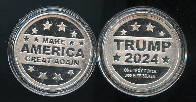 1 OZ. TRUMP 2024 Make America Great Again .999 Fine Silver Round